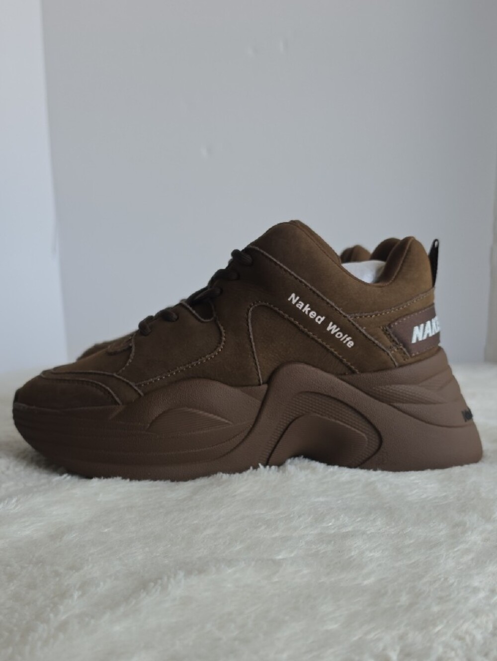 Naked Wolfe Titan Chocolate Brown Nubuck Leather Chunky Sneakers Size 7 US / 40